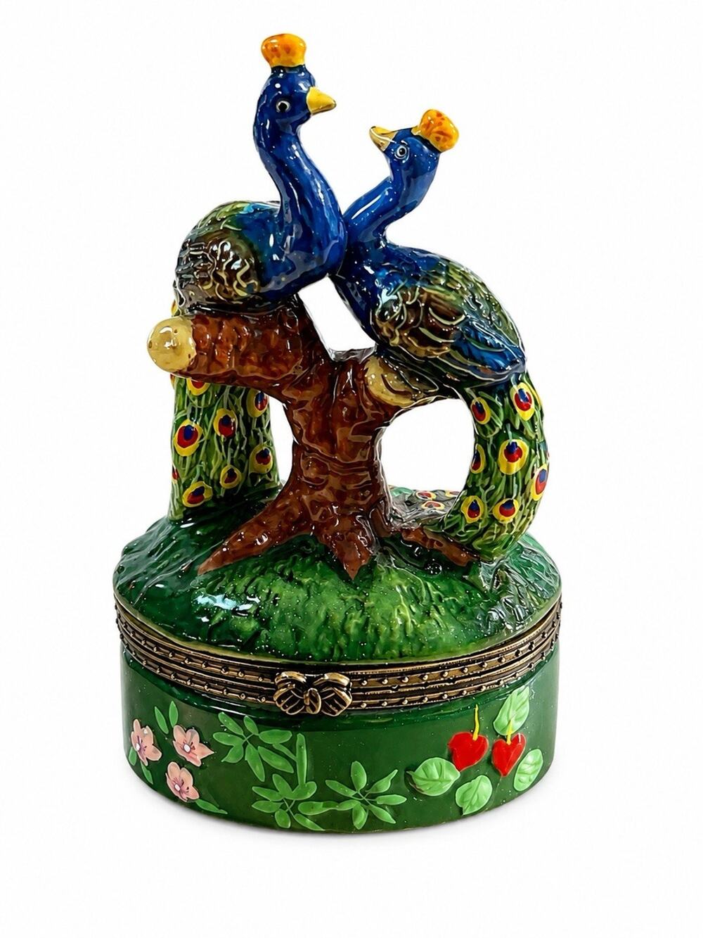 Peacock Trinket Box Hinged Jewelry Keepsake